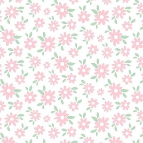 Small | Pink Daisies on White