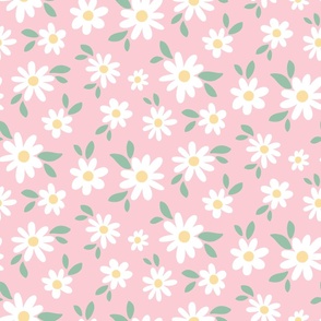 Large | Daisy Pattern on Pink