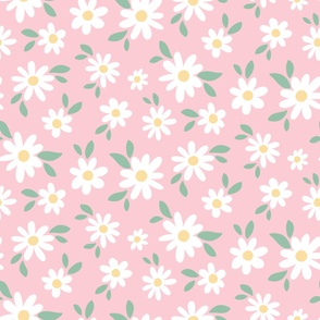 XL | Daisy Pattern on Pink
