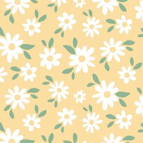Large | Daisy pattern on Yellow
