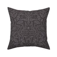 acorn damask restored historical antique William Morris in antique moody dark lavender and dark plum dark academia // spooky home, vintage dark with block printing texture, dark room