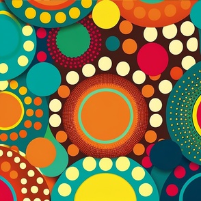 Large Scale, Colorful 1960s, Graphic Dots