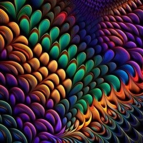 Large Scale, Mirrored Panel Rainbow Fractal, Rainbow Feathers, Rainbow Scales, Rainbow Petals, Rainbow Waves