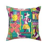 Tropical Tiki Dogs in Purple & Turquoise