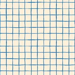 Hand Drawn Thin Check Blue on Beige_Small