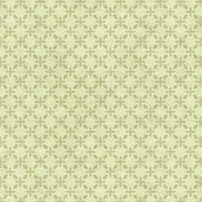 Small Vintage Retro Abstract Flower and Leaf Olive Green