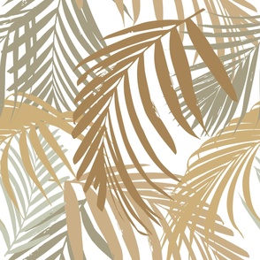 palm leaves - golden green JUMBO scale 