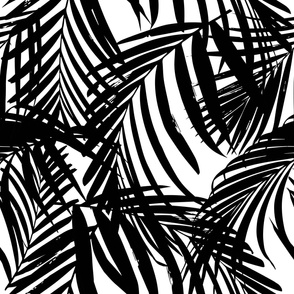 Palm leaves - black and white LARGE scale, monochrome palm fronds 