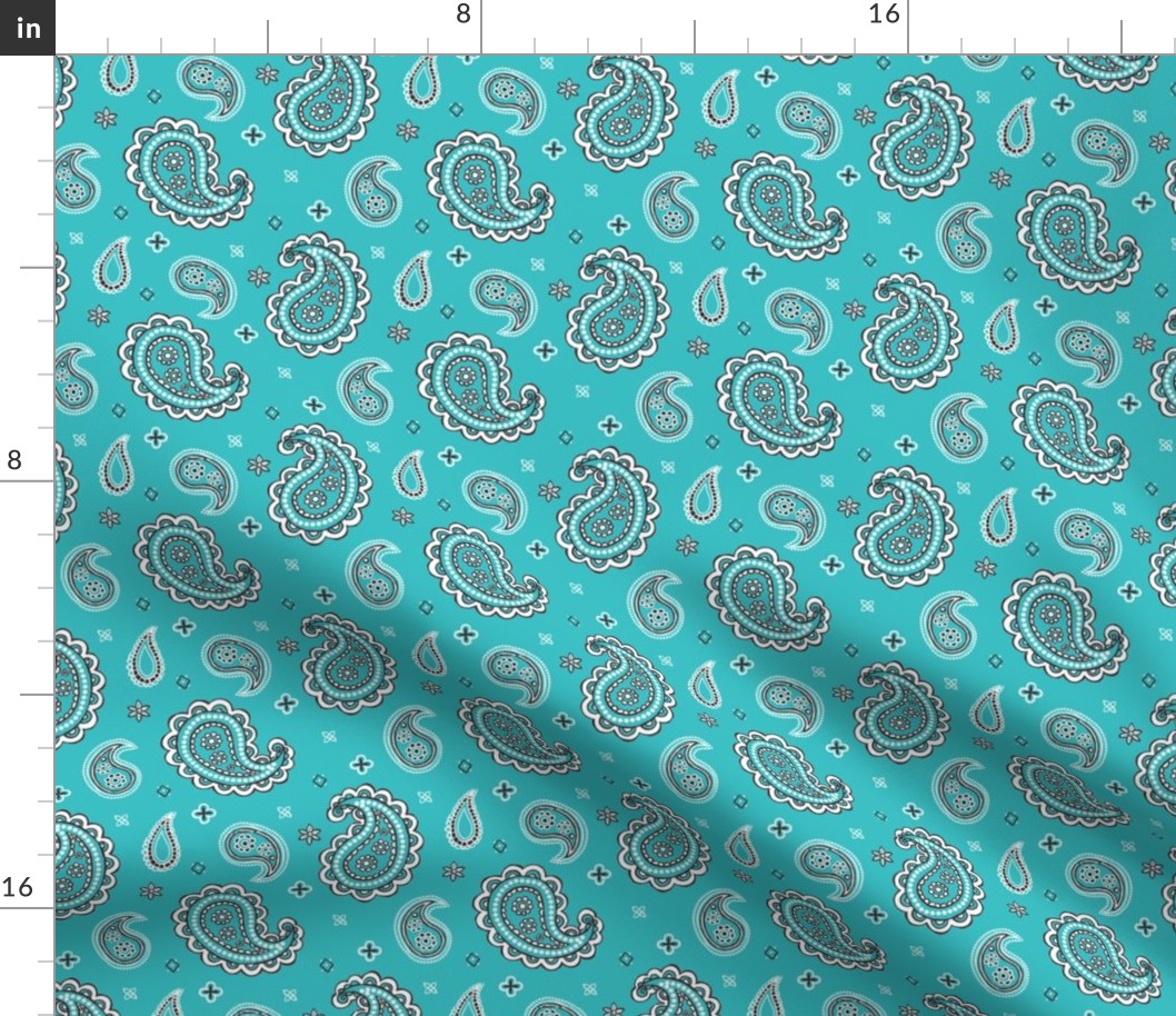 Western paisley turquoise small scale