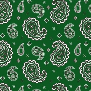 Western paisley dark green small scale