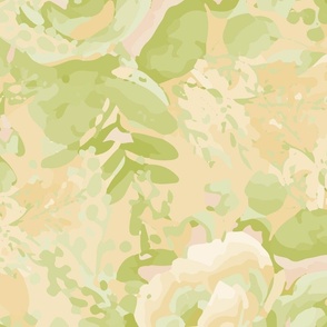 Janice Floral Print: A Tranquil Medley of Powdered Green Tea, Calla Cream, Apricot White, and Green Essence