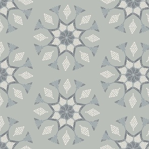 Dotted stars on greenish gray | large