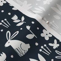 Medium // Rabbits in Field Monochrome Midnight Blue