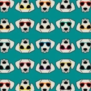 Dogs on holiday with sunglasses on aqua blue Small