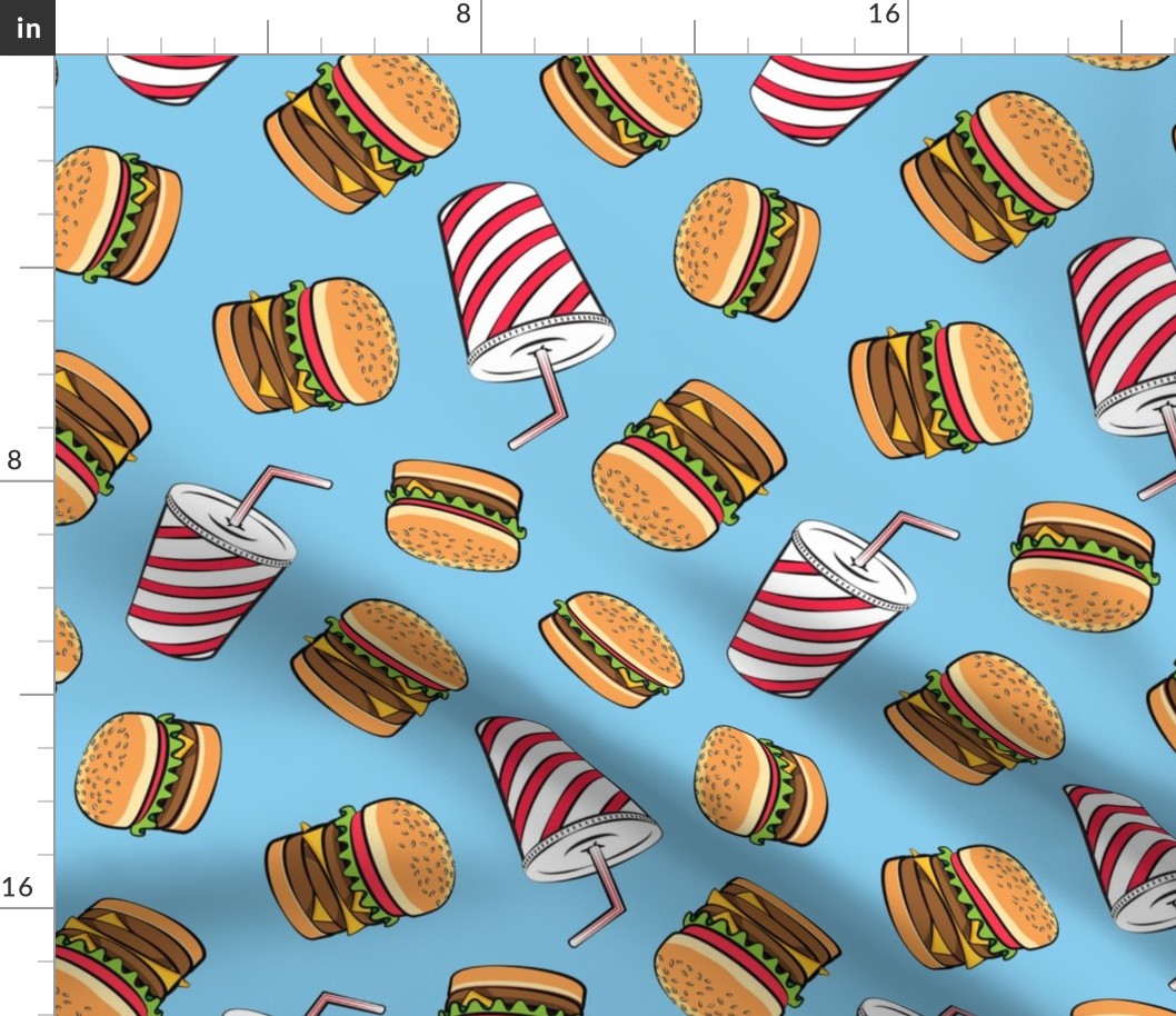 (jumbo scale) Hamburgers and Milkshakes - foodie - fast food - blue - C23