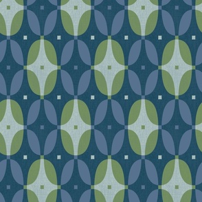 Oval retro geometric blue green