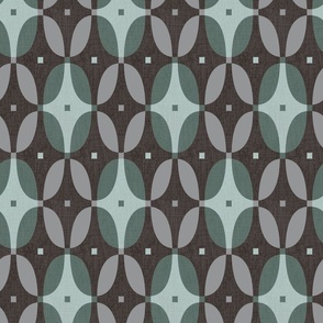 Oval retro geometric black grey green