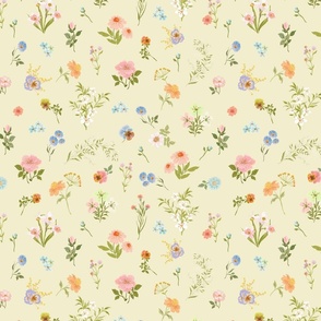 Mixed Field Florals _Spring wildFlowers_soft yellow_SMALL