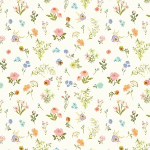 Mixed Field Florals _Spring wildFlowers__LIGHT IVORY_SMALL