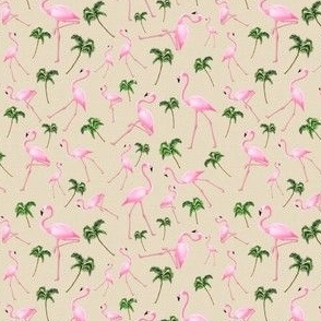 Tiny Flamingos and Palm Trees