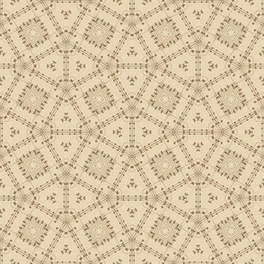 Cohesion 18-05: Retro Snub Square Seamless Pattern (Music Notes, Musical Notes, Music, Writing, Tan, Cream, Brown)