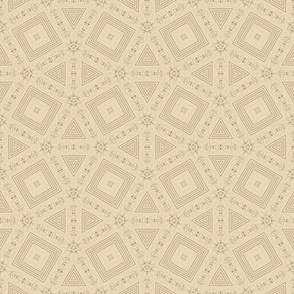 Cohesion 18-06: Retro Snub Square Seamless Pattern (Music Notes, Musical Notes, Music, Writing, Tan, Cream, Brown)