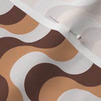 Retro groovy waves wallpaper - vintage swirl boho mid-century design seventies mod texture caramel chocolate brown ivory