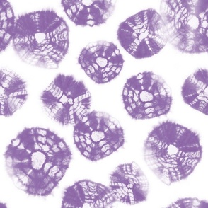 Shibori Kumo tie dye dark purple dots over white