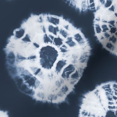 Shibori Kumo tie dye white dots over dark navy blue