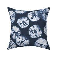 Shibori Kumo tie dye white dots over dark navy blue