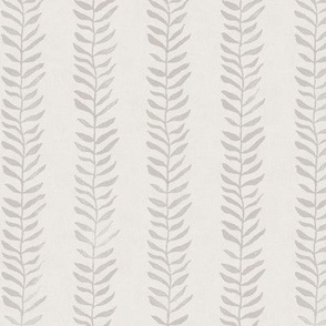 Botanical Block Print, Taupe on Alabaster | Leaf pattern fabric from original block print, warm gray, beige, neutral decor, block printed plant fabric, fawn and cream.