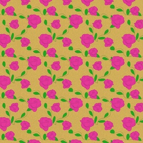 Pink Rose Pattern on Gold Speckled Background (Small)