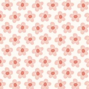 Peach Pink and White Simple Daisy Floral