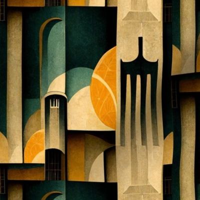 Deco Skyscape An Abstract Tribute to Art Deco Architecture