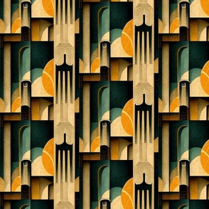 Deco Skyscape An Abstract Tribute to Art Deco Architecture