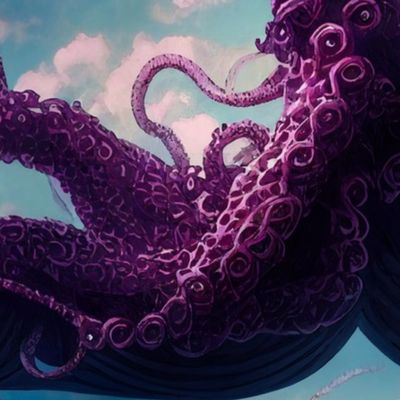 Enchanted Depths An Abstract Exploration of Purple Tentacles