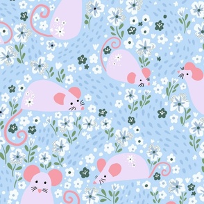 Blue mellow mice wallpaper scale