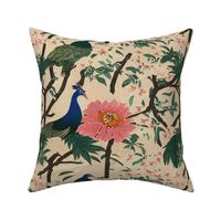Pink Peacock Dream An Asian Art Deco Floral Delight