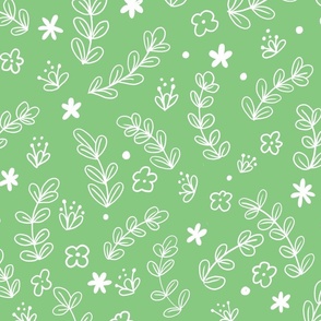 green line art floral wallpaper scale