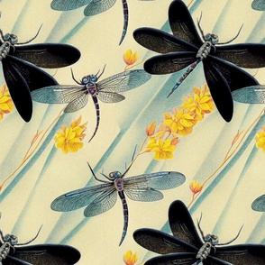 Yellow Deco Dragonflies