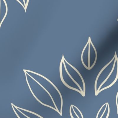 Leafy Medallion Botanical - Elemental Blue and Cream