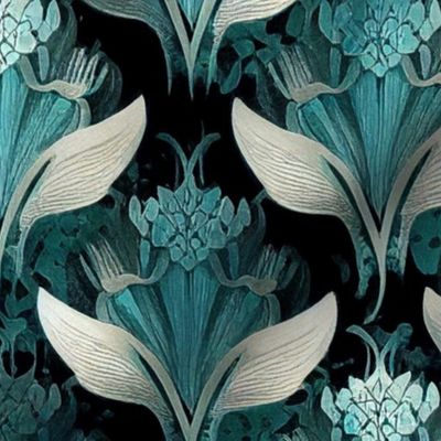 Teal Floral Symphony