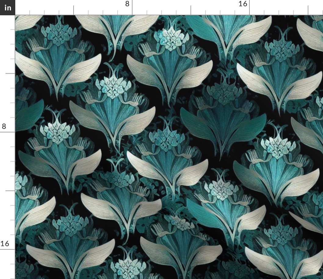 Teal Floral Symphony