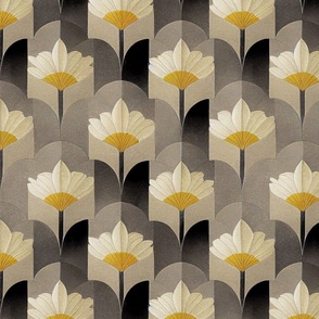 Gilded Blooms An Abstract Yellow Floral Art Deco