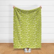 On The Quad - Mid Century Modern Geometric Textured Citron Green Large Scale