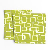 On The Quad - Mid Century Modern Geometric Textured Citron Green Large Scale