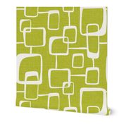 On The Quad - Mid Century Modern Geometric Textured Citron Green Large Scale