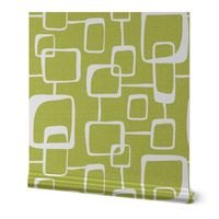 On The Quad - Mid Century Modern Geometric Textured Citron Green Large Scale