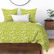 On The Quad - Mid Century Modern Geometric Textured Citron Green Large Scale