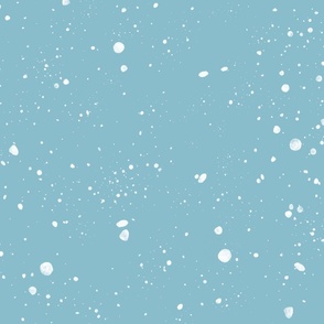 White Snow Splatter on Mid-Blue large